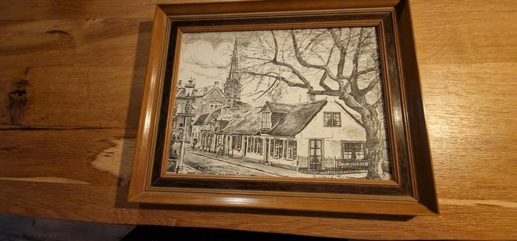 Jan Wilmink pentekening Laanstraat Baarn, Antiek en Kunst, Kunst | Tekeningen en Foto's, Ophalen