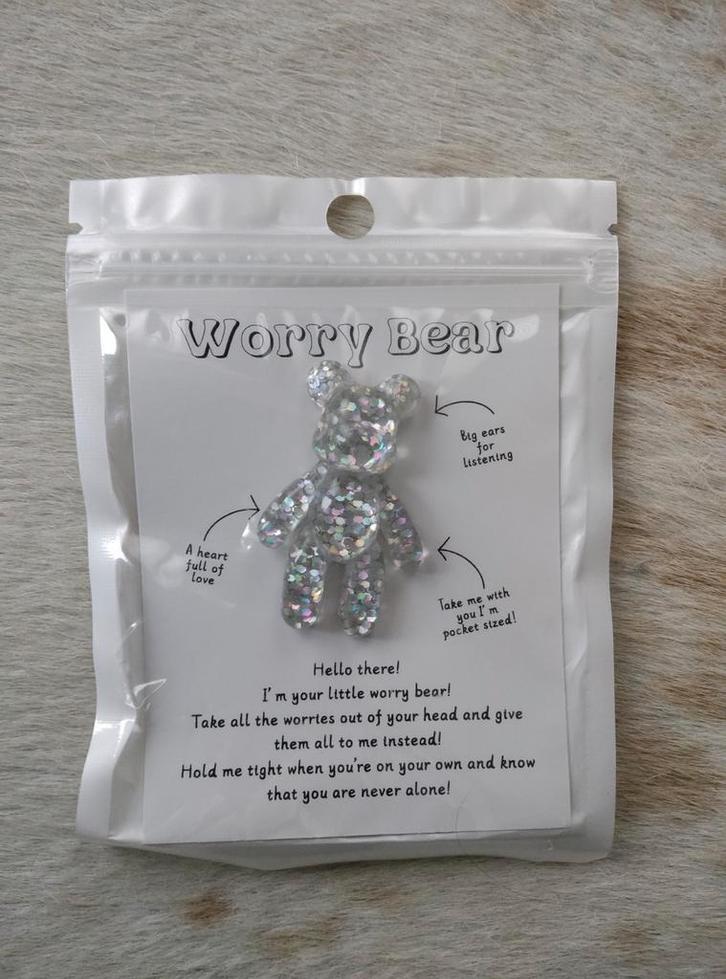 "Worry bear" nieuw in verpakking, Sieraden, Tassen en Uiterlijk, Kettinghangers, Nieuw, Zilver, Zilver, Ophalen of Verzenden