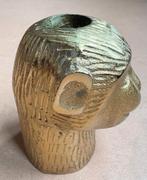 Messing kandelaar, apenkop, Brons of Koper, Ophalen of Verzenden, Zo goed als nieuw, Kandelaar