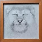 tekening Leeuw 25,5x25,5cm, Minder dan 50 cm, Tekening, Nieuw, Ophalen of Verzenden