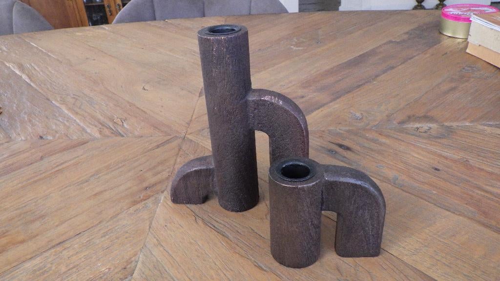 twee mooie robuuste kandelaars, Overige materialen, Gebruikt, Ophalen of Verzenden, Kandelaar