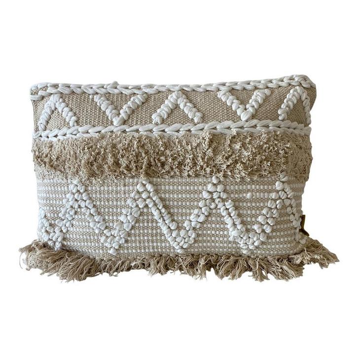 Boho Kussen Chanty - Ibiza Sfeer, Huis en Inrichting, Woonaccessoires | Kussens, Nieuw, Beige, Rechthoekig, Ophalen of Verzenden