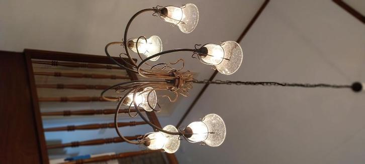 Hanglamp, Huis en Inrichting, Lampen | Hanglampen, Zo goed als nieuw, 75 cm of meer, Glas, Metaal, Ophalen