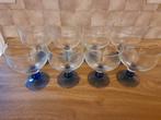 8 retro glazen met blauwe voet, Ophalen