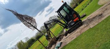 Minikraan , shovel met machinist te huur verhuur grondwerk beschikbaar voor biedingen