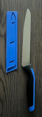 Tupperware Broodmes met blauwe/paars beschermhoes, Ophalen of Verzenden, Gebruikt, Blauw, Overige typen