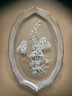 Glazen ‘kant schaal’, botanische afbeelding, gouden randje, Ophalen of Verzenden