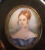 Antiek handgeschilderd miniatuur portret dame /14, Verzenden