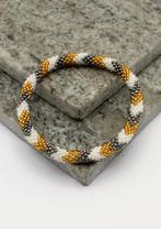 Glaskralen armband - zilver, wit en goud - RB147, Overige materialen, Overige kleuren, Verzenden, Nieuw
