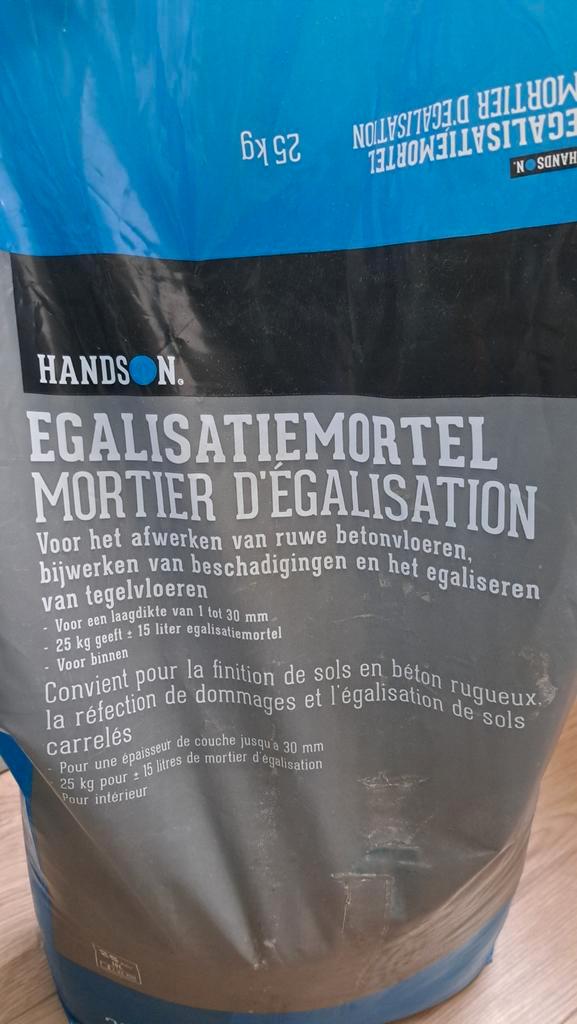 Egalisatiemortel Handson 15 kg - Nieuw, Doe-het-zelf en Verbouw, Metselstenen, Nieuw, Overige typen, Ophalen