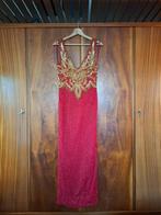 Vintage galajurk rood met goud, Kleding | Dames, Gelegenheidskleding, Laurence Kazar, Galajurk, Ophalen of Verzenden, Maat 36 (S)