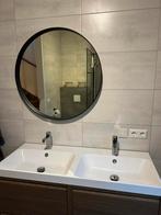 Ronde badkamerspiegel - 80cm - Zwarte rand, Ophalen, Rond, Zo goed als nieuw, 75 tot 100 cm