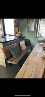 Eetbank boomstam massief houten eetbank staal, Huis en Inrichting, Banken | Complete zithoeken, Ophalen of Verzenden