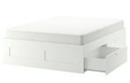 Brimnes bed 160x200 met lattenbodem, Huis en Inrichting, Slaapkamer | Bedden, Ophalen, Gebruikt, Wit, Tweepersoons