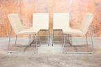 ZGAN4 cremekleurige leren Leolux Spring eetkamerstoelen, Leolux, Design, Ophalen of Verzenden, Zo goed als nieuw
