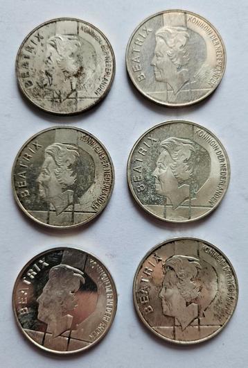 6 Zilveren Benelux tientjes Beatrix.  beschikbaar voor biedingen