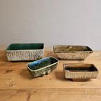 Vintage Berkenbast Cactus Vetplant Potten Bloempotten, Zo goed als nieuw, X, Aardewerk, Rechthoekig