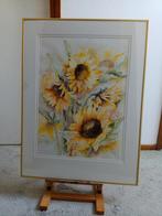 Mooi schilderij aquarel van zonnebloemen. 80 H x br.60cm, Huis en Inrichting, Woonaccessoires | Schilderijen, Tekeningen en Foto's