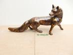 042* bronzen vos lopend xl (Boven €75 geen verzendkosten), Ophalen of Verzenden, Nieuw, Overige materialen, Dierenbeeld