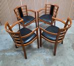 36 x Vintage cafestoelen zwart leer hout cafe stoelen horeca, Huis en Inrichting, Zwart, Hout, Ophalen of Verzenden, Zo goed als nieuw