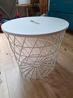 Ikea KVISTBRO bijzettafeltje wit opbergmand, Ophalen, Zo goed als nieuw, Rond, Hout