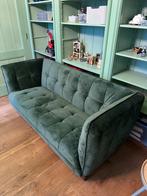 Groene Velours Bank - Gecapitonneerd, Ophalen, Gebruikt, Driepersoons, 75 tot 100 cm