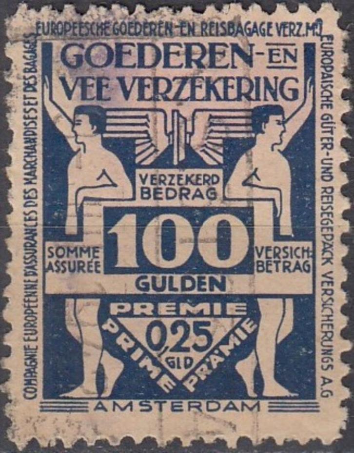 Nederland - 1920 - Goederen- en Veeverzekering - 100 Gulden, Postzegels en Munten, Postzegels | Nederland, Gestempeld, T/m 1940