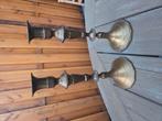 Twee antieke kaarsenstandaarden, Ophalen of Verzenden, Koper of Brons