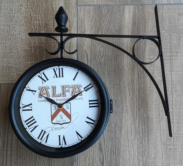Dubbelzijdige ALFA stationsklok, Verzamelen, Biermerken, Nieuw, Overige typen, Overige merken, Ophalen of Verzenden