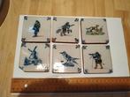 12 antieke tegeltjes - met paard, hond, vogel, bloemen e.d., Antiek en Kunst, Antiek | Wandborden en Tegels, Ophalen