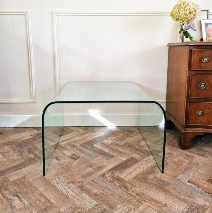 Design salontafel glas, Huis en Inrichting, Tafels | Salontafels, Zo goed als nieuw, Minder dan 50 cm, 50 tot 100 cm, 50 tot 100 cm