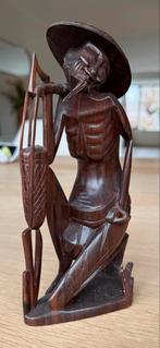 Houten beeldje van een Aziatische boer, Ophalen of Verzenden