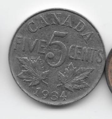 Canada 5 cents 1934 KM# 29 beschikbaar voor biedingen