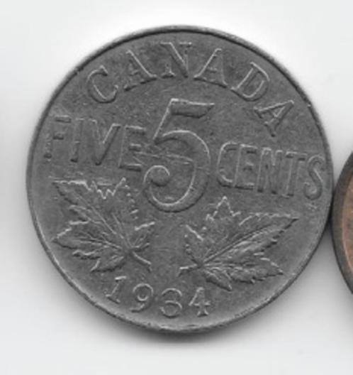 Canada 5 cents 1934 KM# 29, Postzegels en Munten, Munten | Amerika, Losse munt, Noord-Amerika, Verzenden