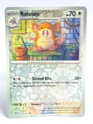 Pokémon - 151 - Raticate - 020/165 - Reverse Holo beschikbaar voor biedingen