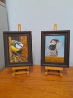 Schilderij mus & pimpelmees -eigen werk -  origineel cadeau, Antiek en Kunst, Ophalen of Verzenden