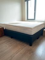 Gratis ophalen - Zwarte boxspring en topper, Ophalen, Gebruikt, Zwart, Tweepersoons