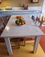 Massief houten tafel, Ophalen, Gebruikt, 50 tot 100 cm, Vijf personen of meer