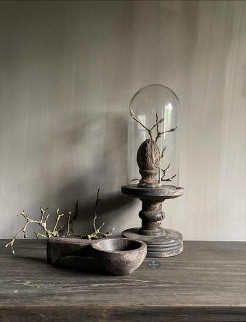 Oud houten lepel kandelaar standaard stoer sober landelijk beschikbaar voor biedingen