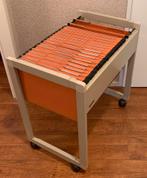 Vintage verrijdbare hangmappen trolley lichtgrijs metaal, Ophalen, Zo goed als nieuw