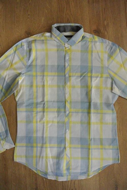 WE heren blouse overhemd L blauw geel zga nieuw Overhemden