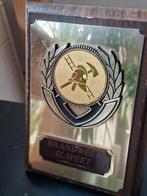 Schildje Brandweer Elspeet embleem brandweerhelm bijl ladder, Verzamelen, Ophalen of Verzenden, Nederland, Embleem of Badge