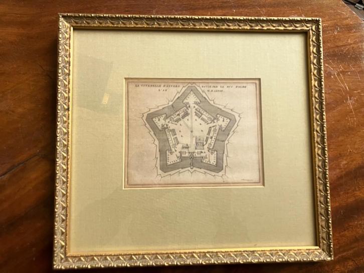 Antieke gravure Antwerpen 17e eeuw in lijst, Antiek en Kunst, Kunst | Etsen en Gravures, Ophalen of Verzenden