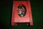 NIEUW 5 vierkanten houten bakjes rood met glas voor kaars, Diversen, Kerst, Ophalen of Verzenden, Nieuw