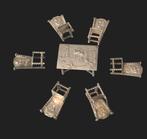 Zilver Antiek Hollands miniatuur  tafel met 6 stoelen, Antiek en Kunst, Antiek | Goud en Zilver, Ophalen of Verzenden, Zilver