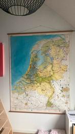 Landkaart Nederland schoolplaat, Gelezen, Ophalen of Verzenden, Landkaart, 1800 tot 2000