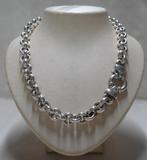 Zilveren Jasseron schakel collier met veerslot nr.067