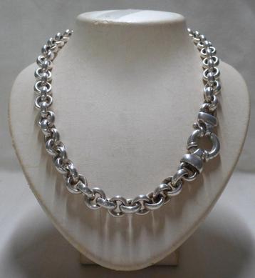 Zilveren Jasseron schakel collier met veerslot nr.067 beschikbaar voor biedingen