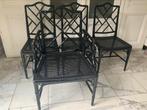 4 faux bamboe stoelen(1 met leuning)hoogglans zwart., Ophalen