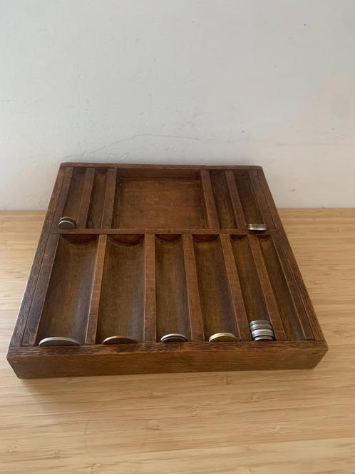Oude brocante houten geldlade voor klein geld, Antiek en Kunst, Curiosa en Brocante, Ophalen of Verzenden